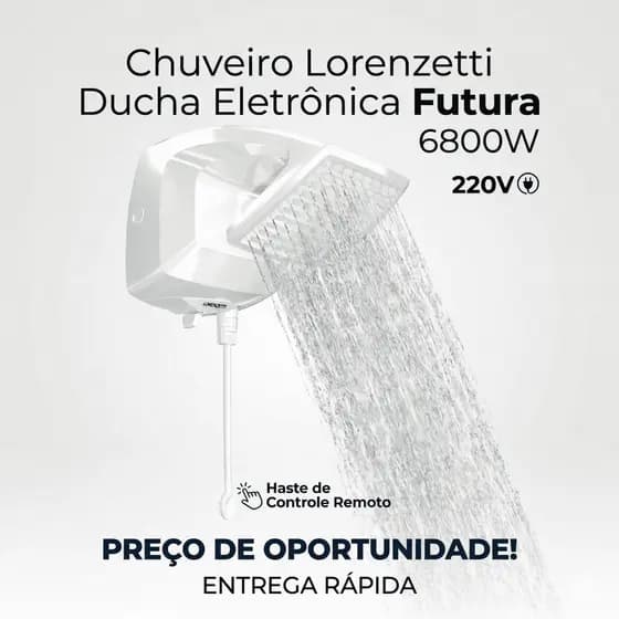 Chuveiro Lorenzetti Ducha Eletrônico Futura 6800W 220V c/ Haste