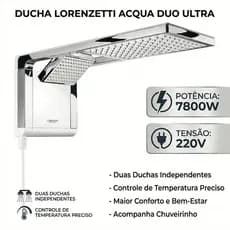 Chuveiro Lorenzetti Ducha Acqua Duo Ultra 7800W Branco e Cromado 220V