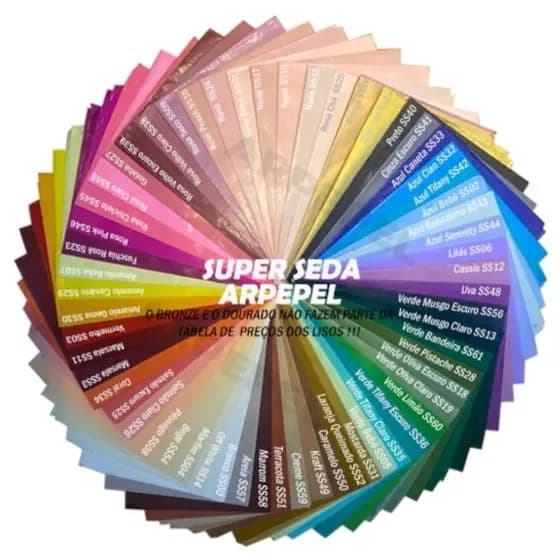 Papel Super Seda Arpepel ENGOMADO - Cores iniciadas da letra "O" até a letra "S" - ARPEPEL