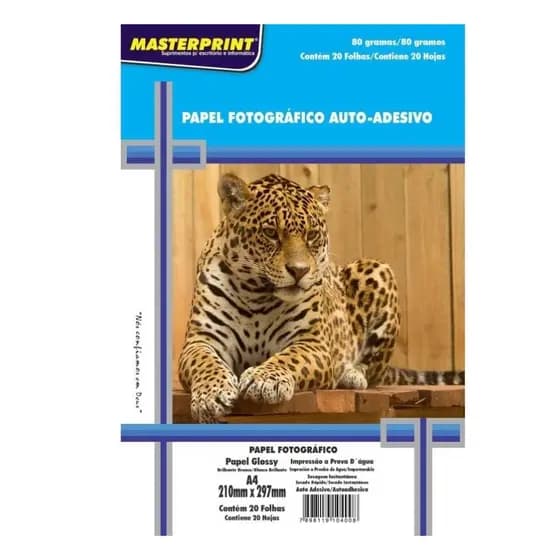 Papel Fotográfico ADESIVO 80 Gramas A4 Glossy Brilhante Masterprint  - ÓTIMA QUALIDADE