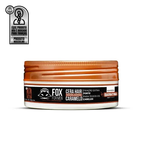 Cera Hair Caramelo 130g Fox For Men Queratina Fixação Extra Forte Brilho Natural PROMOÇÃO