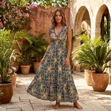 Vestido Longo Feminino com Manga Curta Estilo Cigana Verão Seda Roupas femininas Camponesa