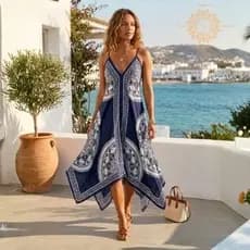 Vestido Midi Feminino com  Costa Nua Transpassado Verão Decote V Roupas Femininas