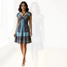 Vestido Curto Feminino Manga Curta Estilo Camponesa Decote em V Roupas Feminina Babado