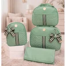 Bolsa Kit Mãe e Bebê com 4 Peças Termico Impermeável Saída Maternidade Menina/Menino Luxo Divisórias