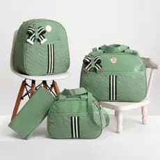Kit Bolsa Saída Maternidade 4 Peças Menino Menina Mamãe Bebê Impermeável Multifuncional Fraldas
