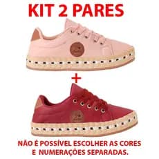 Kit Tênis Detalhe Corda Solado Casual Confortável Moda Tendência Vinho Rosa