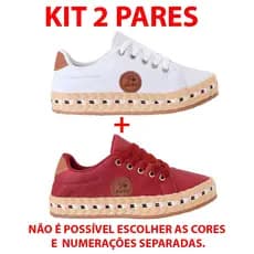 Kit Tênis Detalhe Corda Solado Casual Confortável Moda Tendência Branco Vinho