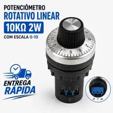 Potenciômetro Rotativo Linear 10KΩ 2W Com Escala 0-10 Para Painel LA42DWQ-22