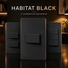 Interruptor preto Simple Duplo Triplo Fame Habitat Black