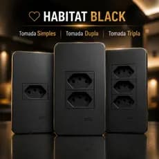 Tomada Preta Fame Habitat Black 10A 20A Simples Dupla Tripla
