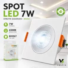 Spot Led Embutir Quadrado 7W Branco Frio 6500K Bivolt Hitec