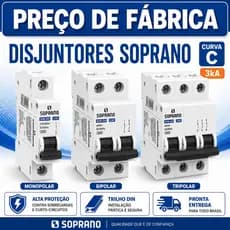 Disjuntor Din Soprano Curva C 16A a 125A Unipolar Bipolar Tripolar