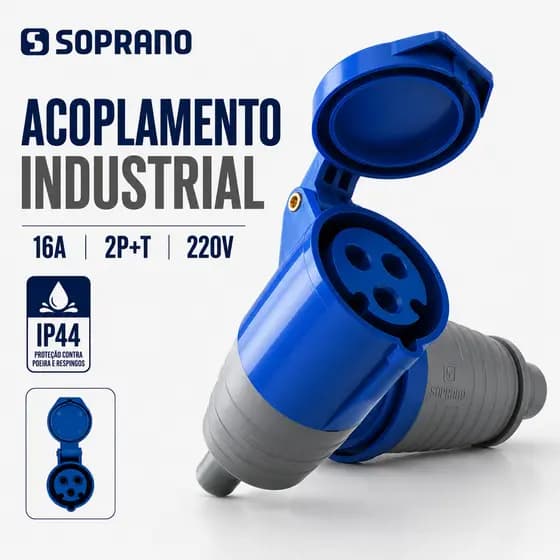 Acoplamento Extensão Industrial 2p+t 16a 220v Acs-3056 Cor Azul