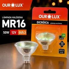 Lampada Halogena Dicroica MR16 12V 50W 38° GU5.3  Ourolux Original