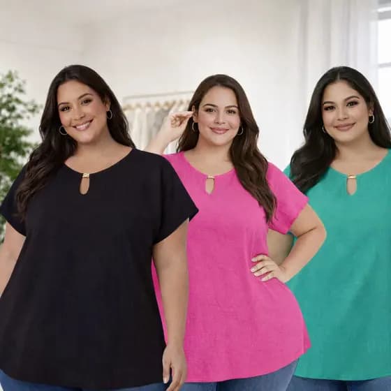 Kit Blusas Batinha Plus Size Feminina Elegante Confortável Duna GG G1 G2 G3 até 54