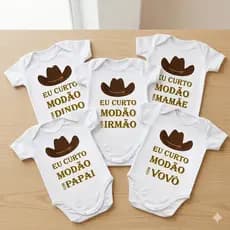 Body Bebê Country Modão Roupa Bebê Fofa Presente Família Completa Algodão Confortável