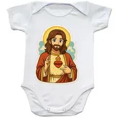 Body Bebê Santos Católicos Algodão Premium Confortável Fofo Presente Religioso Infantil