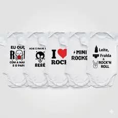 Body Bebê Rock Divertido Frases Criativas Roupa Bebê Estilosa Algodão Confortável Presente