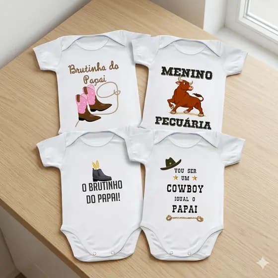 Body Bebê Country Cowboy Fazendinha Pecuária Roupa Infantil Bruto do Papai Presente Fofo RN