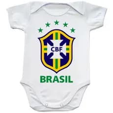 Body Bebê Brasil Copa do Mundo Futebol | Roupa Infantil Torcedor Verde Amarelo