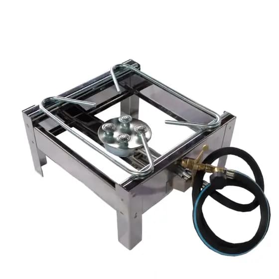 Fogão Inox 1 Boca Industrial Alta Pressão Potente Já incluso Mangueira e Registro de Gás