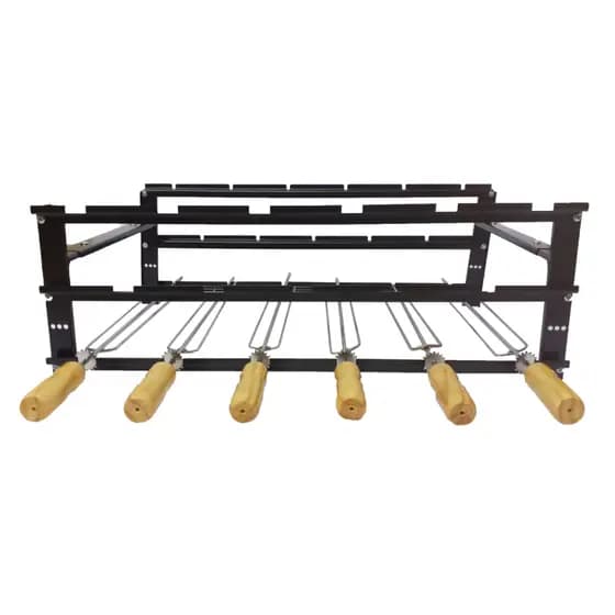 Suporte com 6 Espetos para Churrasqueira Pré-Moldada com Estrutura Robusta e Resistente