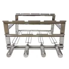Suporte 100% Inox com 4 Espetos para Churrasqueira Pré-Moldada com Estrutura Robusta e Resistente