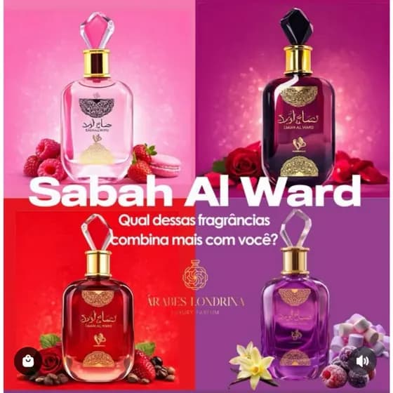 Coleçao Perfume Arabe Sabah Al Ward Eau de Parfum 100ml Tradicional, Sugar, Valentine e Dalilah