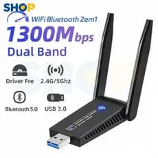 Adaptador USB Wifi Sem Fio 1200Mbps com 4 Antenas Dual Band 5GHz para PC Windows Desktop -F4