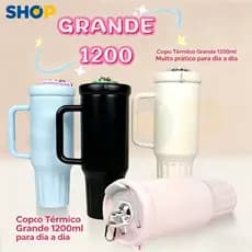 Térmico Copo Inox Alça Flip Straw com canudo de Metal 1200ml O5