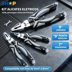 Kit com 3 Alicates para Fios: Descasca, Corta e Crimpa (Fios de Cobre e Coaxial) | Vendido Avulso ou em Conjunto - F18
