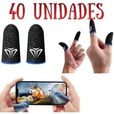 kit 40 Luvinha de dedo Gamer Mobile Fibra de Prata Anti-Suor para Celular Alta Precisão Free Fire PUBG COD