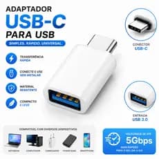 Adaptador USB Tipo C OTG para USB 3.0 Sincronização e Transferência de Dados