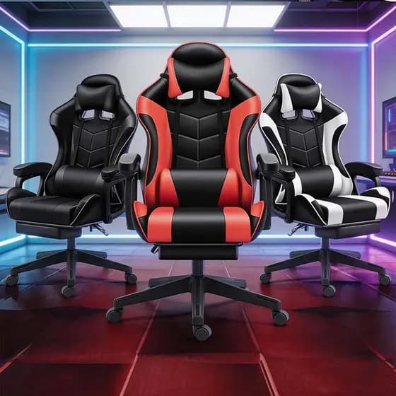 Cadeira Gamer Profissional Escritório Ergonômica Reclinável Confortáv Com Rodinha Apoio Para Pés F19