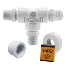 Adaptador Conector Conexão Tee Torneira Monocomando + Bucha 3/4" + Veda Rosca De Facil instalação