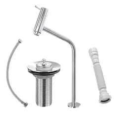 Kit Super Luxo Para Banheiro Torneira Metal Cromada + Válvula + Engate + Sifão Completo Super Luxo