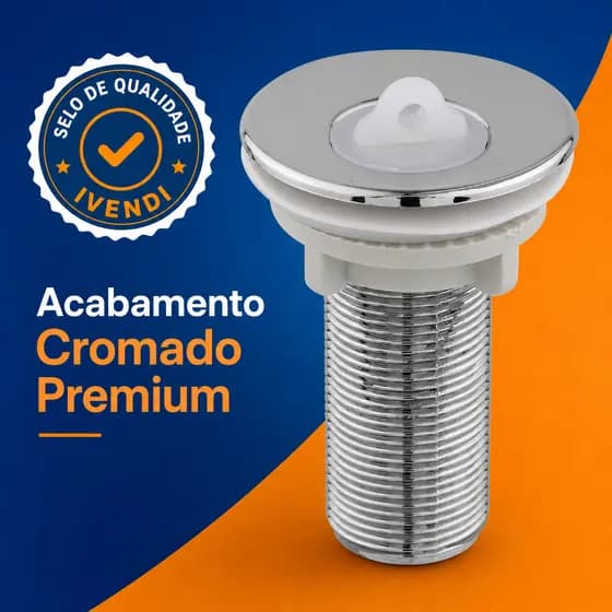 Válvula 7/8 Cromada Banheiro Cuba ABS Cromado Premium Não Descasca e Fácil Instalação Direto Fabrica