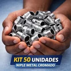 Kit 50 Peças Niple Nipple Conexão Metal Duplo 1/2" 1/2x1/2 Bsp Multiuso Preço Atacado Promocional