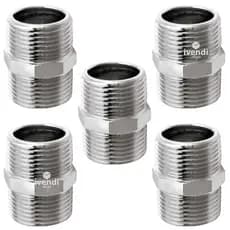 Kit 5 Peças Niple Nipple Conexão Metal Duplo 1/2 1/2x1/2 Bsp Multiuso Envio Rapido Preço Promocional