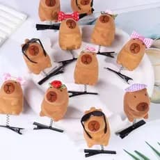3/5/8  Pcs Cuteness Capivara Plush Hairpin Adorável Grampo Cabelo Para Uso Diário