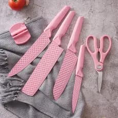 Conjunto de Facas Rosa/Azul 6 peças Utensílios de cozinha