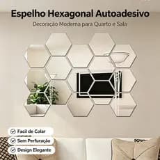10/20 Pack Hexagon Self Adhesive Decor Mirror Tiles 12.6×11cm