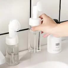Frasco Pump Espumador para Limpeza Facial com Escova de Silicone, Portátil Ideal para Viagens