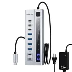 Hub USB PULWTOP transferência de dados 10 Gbps e carregamento PD 45 W para iMac, MacBook e iPad