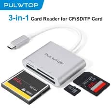 PULWTOP Leitor de cartão SD/TF, hub USB 2 em 1Tipo C, adequado para celulares/laptops/câmeras