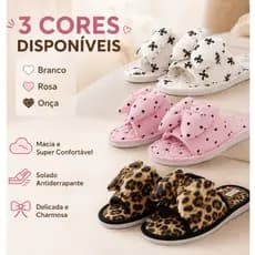Pantufa Aberta Feminina Delicada Elegante com Laço Confortável Macia Leve Calce Fácil Casa Quarto Passeio Maternidade