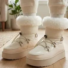 Pantufa Botinha Pelo Interno Feminina para Frio Confortável Ajustável nos Pés Antiderrapante Macia Elegante