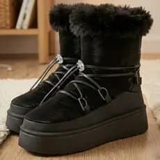 Bota Pantufa Feminina Peluciada Plataforma Flatform Confortável Antiderrapante Ortopédica