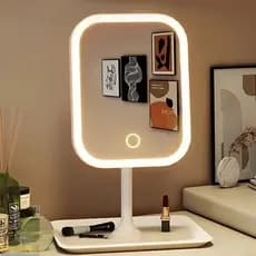 Espelho Decorativo com LED de Mesa Quadrado 3 tipos de cor